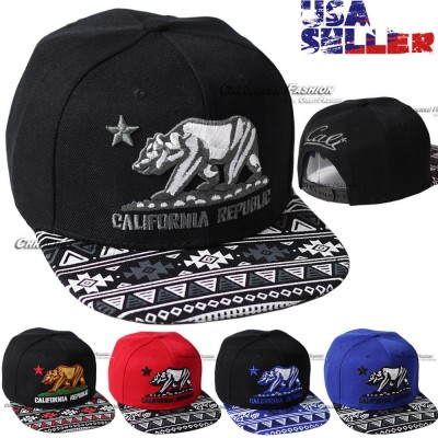 CALI Baseball Cap California Republic Hat Bear Snapback Aztec Flat Embroidered  eb-23679306